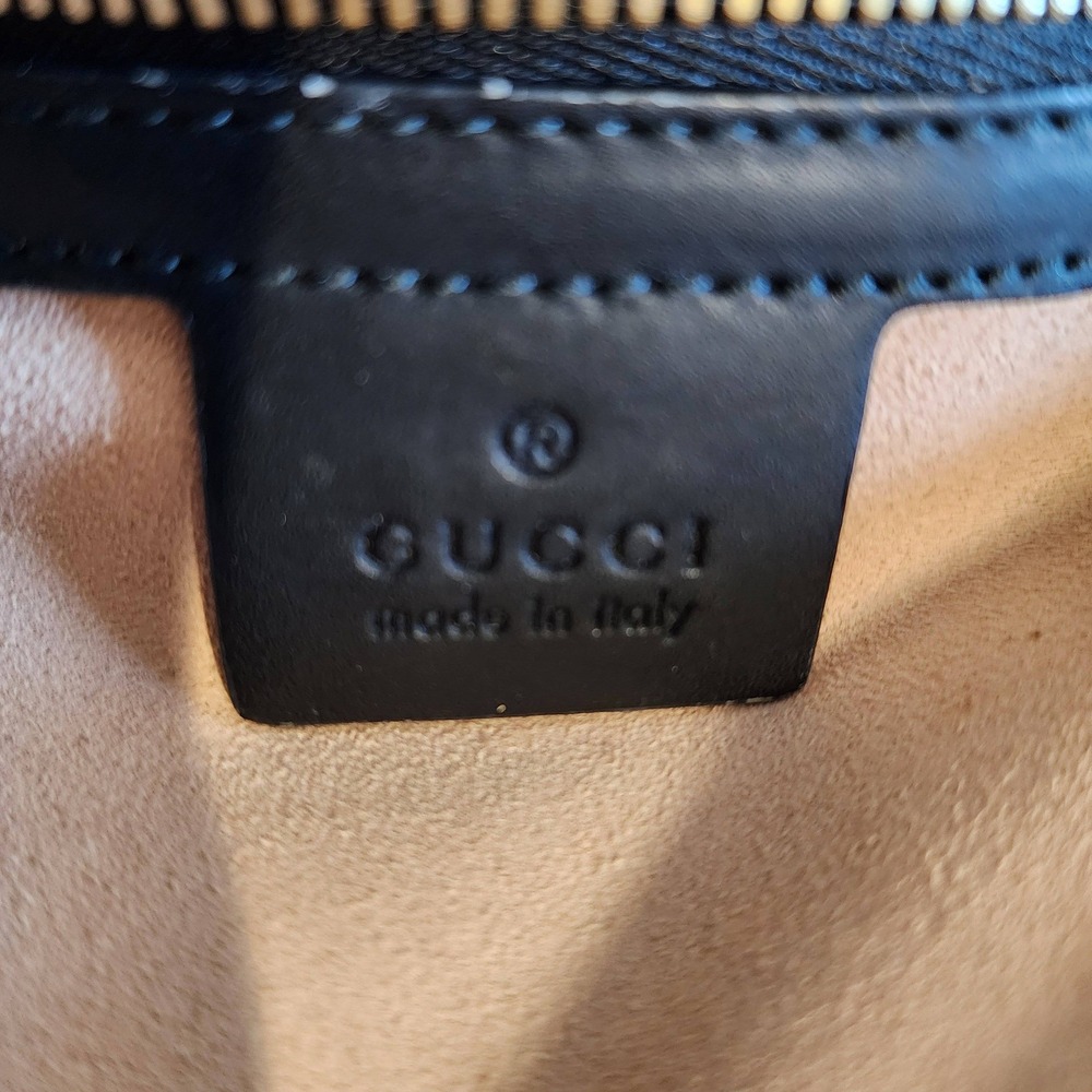 Gucci Bee Supreme Tote GG Monogram Gold Metallic Canvas Black Leather 473887 - Picture 4 of 9